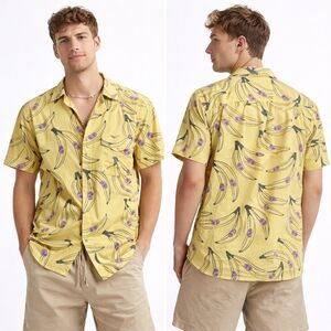 URBAN OUTFITTERS Banana Camp Shirt Mens Medium Yellow Purple Y2K Indie Festival